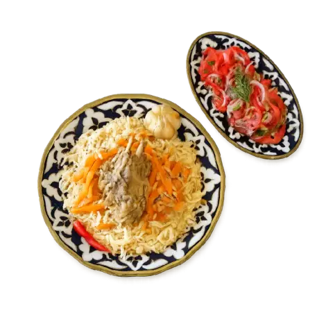 Uzbek rice with tomato salad